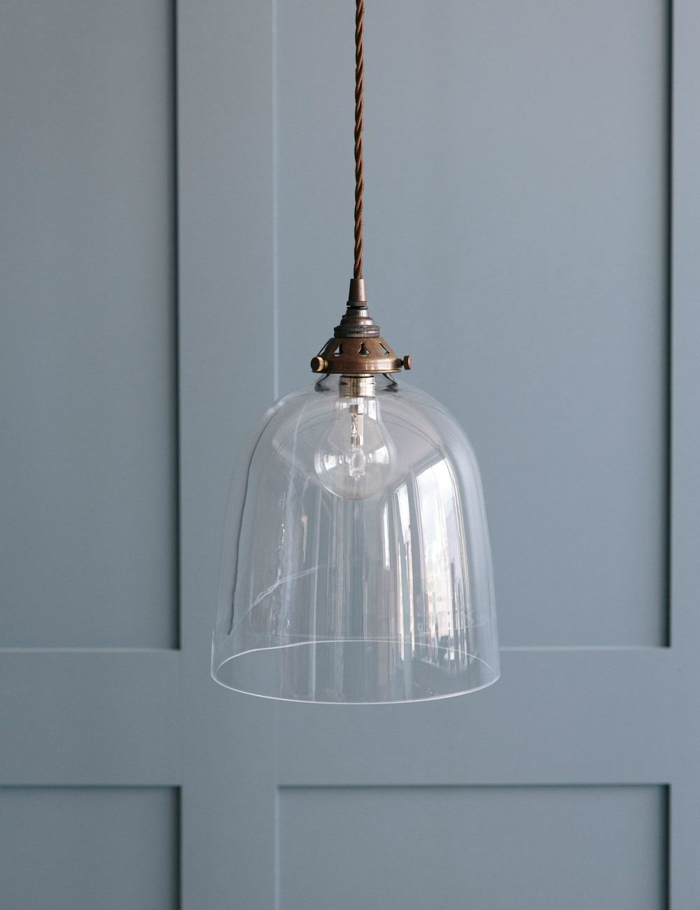 Bell Blown Glass Pendant Light – Various Sizes | Rose & Grey With Bronze With Clear Glass Pendant Lights (View 5 of 15)