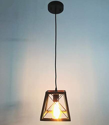 Beuhouz Farmhouse Pendant Lighting, 1 Light Black Metal In Black Wood Grain Kitchen Island Light Pendant Lights (View 4 of 15)