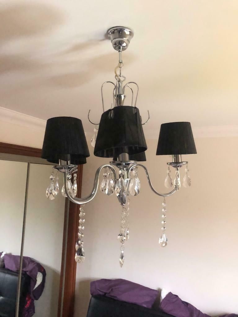 Black Chandelier With Crystal Style Pendants | In Pertaining To Black Shade Chandeliers (View 10 of 15)