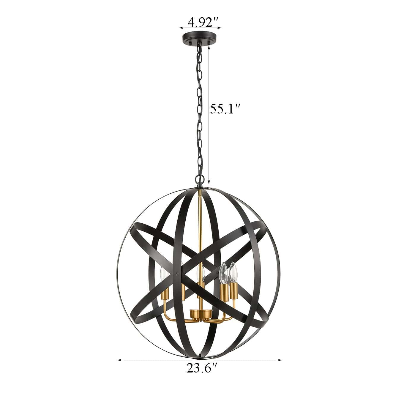 Black Metal Orb Sphere Globe Foyer Pendant Chandelier – 5 Pertaining To Bronze Sphere Foyer Pendant (View 12 of 15)