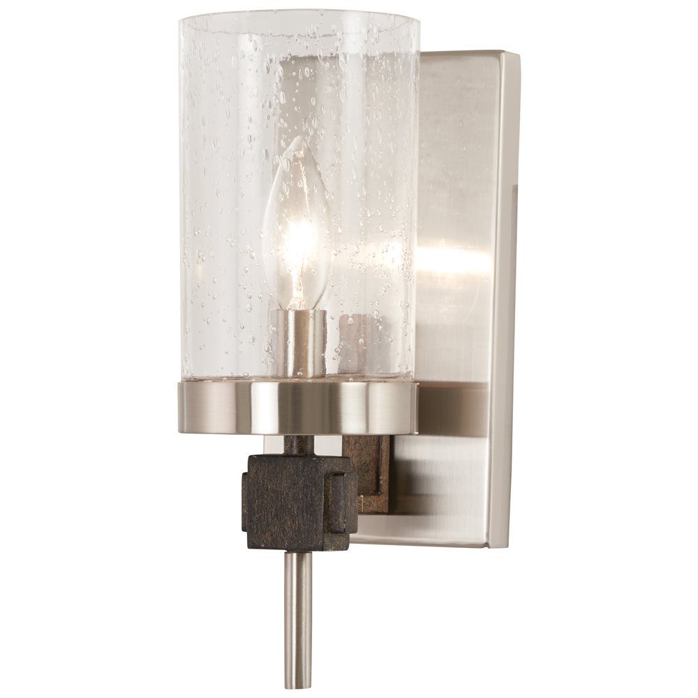 Bridlewood 1 Lt Bath Light – Stone Grey W/Brushed Nickel Throughout Stone Gray And Nickel Chandeliers (View 15 of 15)