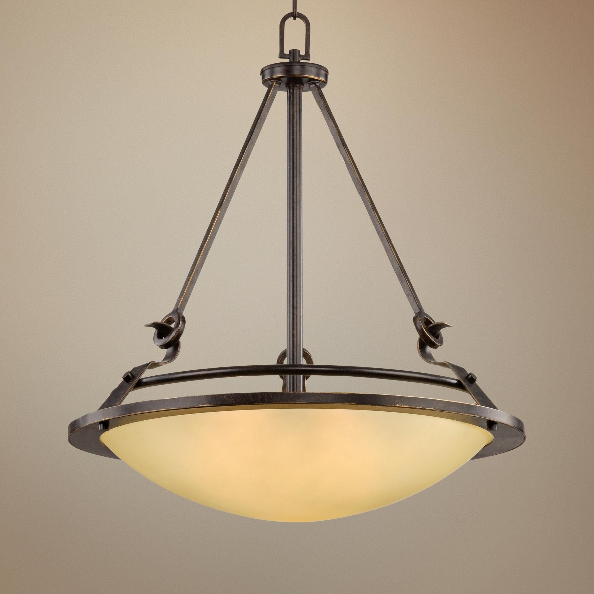 Bronze 21" Wide Amber Bowl Pendant Light – #W2941 | Lamps Within Bronze With Clear Glass Pendant Lights (View 3 of 15)