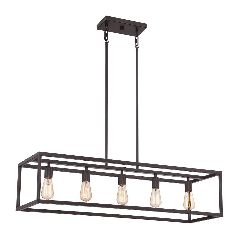 Bronze Kitchen Island Hanging Pendant With 5 Vintage Bulbs Inside Bronze Kitchen Island Chandeliers (View 3 of 15)