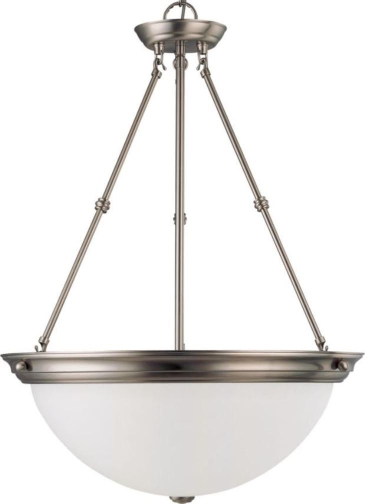 Brushed Nickel Medium Pendant Light Frosted Glass Shade 20 Pertaining To Nickel Pendant Lights (View 12 of 15)