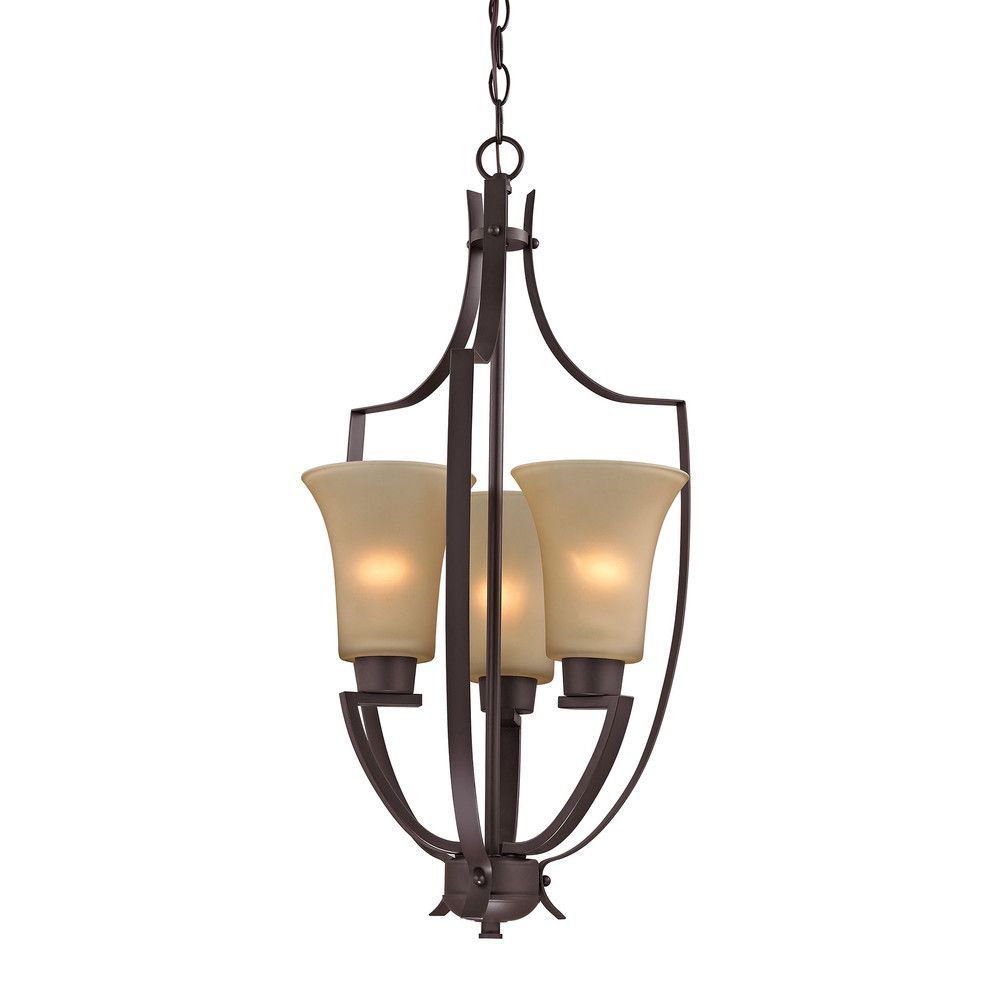 Builddirect®: Elk Foyer Ceiling Lighting | Pendant For Textured Glass And Oil Rubbed Bronze Metal Pendant Lights (View 3 of 15)