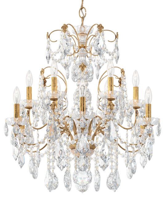 Century 12 Light Chandelier French Gold Clear Heritage Throughout Heritage Crystal Chandeliers (View 14 of 15)