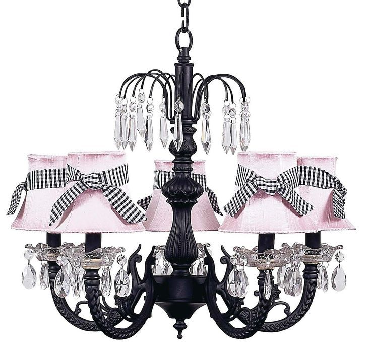 Chandelier – 5 Arm Water Fall – Black W/ Chandelier Shade With Black Shade Chandeliers (View 5 of 15)