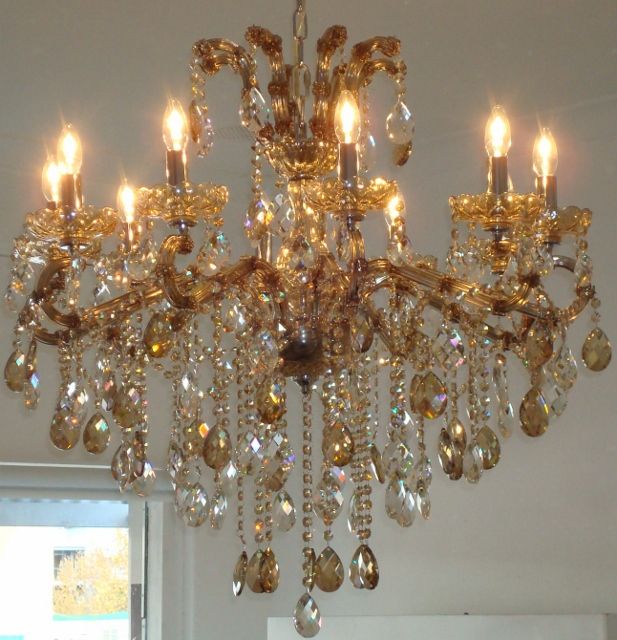 Chandelier – Champagne Gold 10 Arm Crystal Chandelier For Champagne Glass Chandeliers (View 8 of 15)