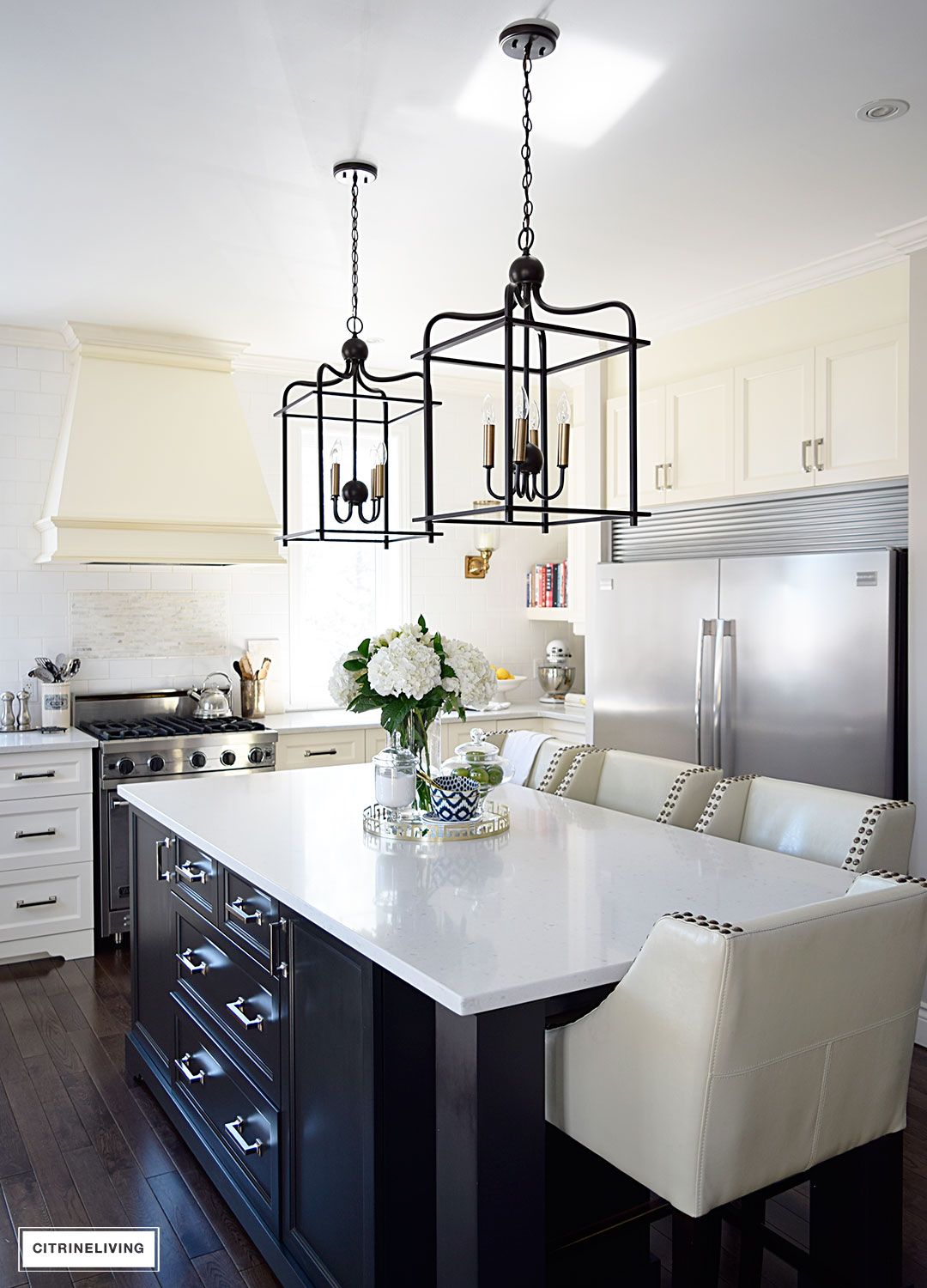 Citrineliving – Spring In Full Swing Home Tour 2017 Throughout Black And Gold Kitchen Island Light Pendant (View 2 of 15)