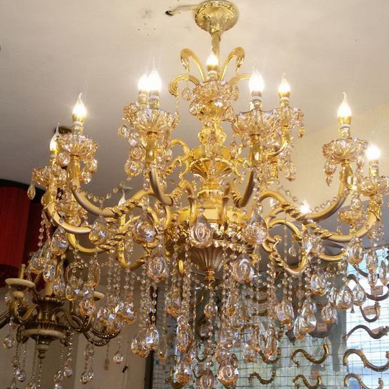 Classic Large Crystal Chandelier Light Fixture Gold With Regard To Clear Crystal Chandeliers (View 10 of 15)