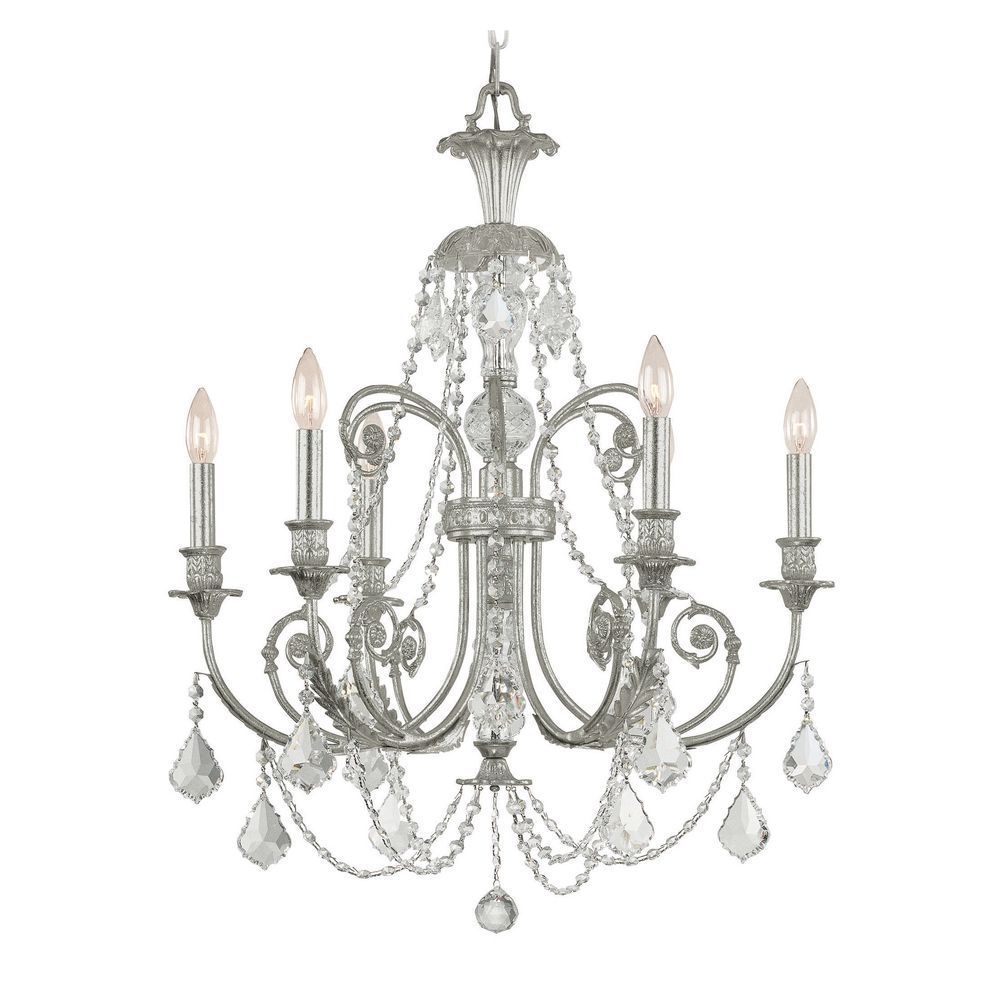 Crystal Chandelier In Olde Silver Finish | 5116 Os Cl Mwp For Soft Silver Crystal Chandeliers (View 14 of 15)