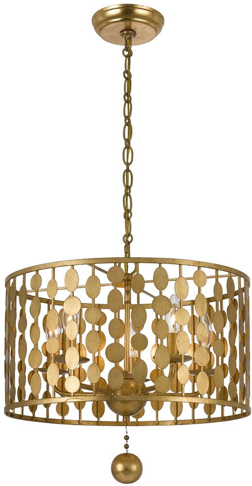 Crystorama 545 Ga Layla Modern Antique Gold Drum Pendant Within Antique Gold Pendant Lights (View 3 of 15)