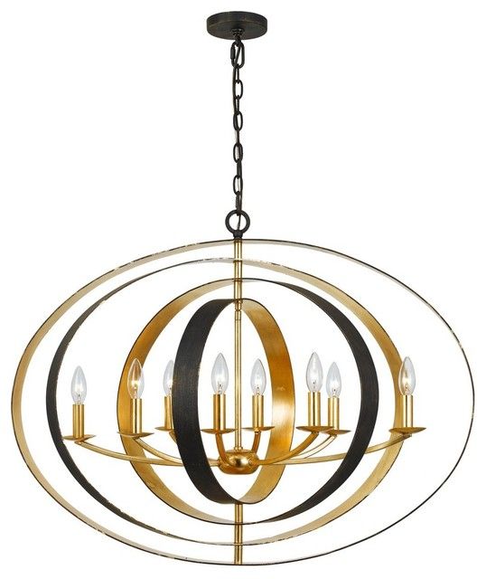 Crystorama Luna 8 Light Bronze And Gold Oval Chandelier Within Bronze Oval Chandeliers (View 15 of 15)