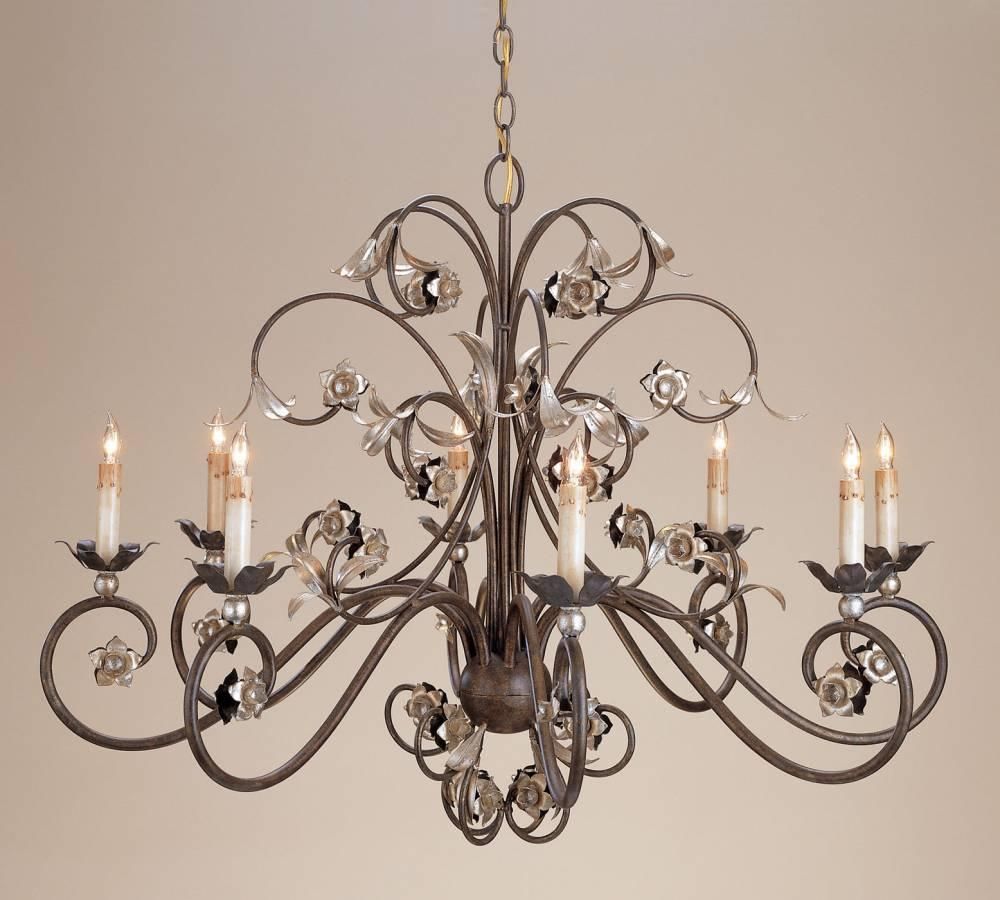 Currey Contemporary Silver Leaf Metro 4 Light 2 Tier For Silver Leaf Chandeliers (View 6 of 15)