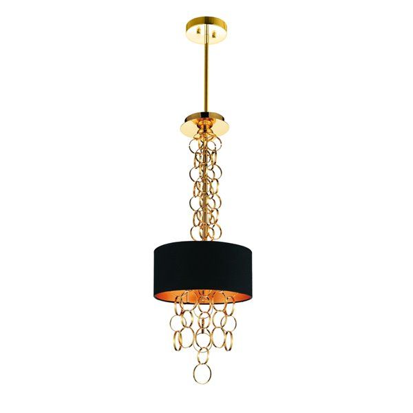 Cwi Lighting Chained 3 Light Drum Shade Mini Pendant Intended For Gold Finish Double Shade Chandeliers (View 8 of 15)