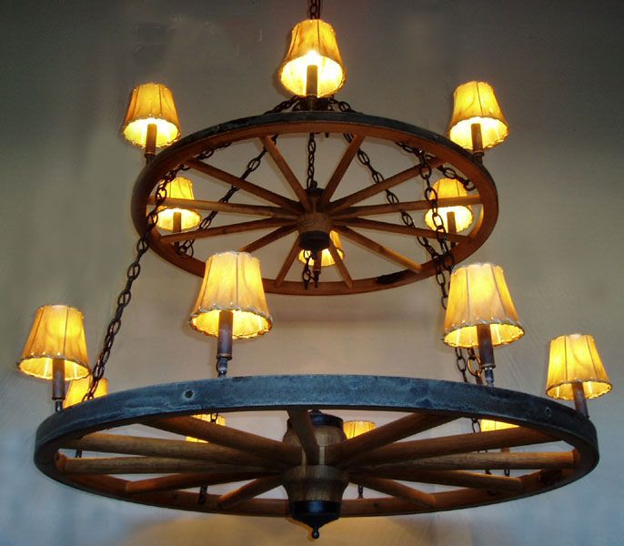 (Dxww025 48 8 36 6 R) Wagon Wheel Chandelier 2 Tier With Within Brass Wagon Wheel Chandeliers (View 11 of 15)