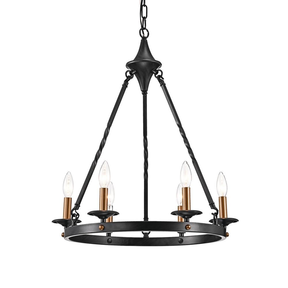 Edvivi 6 Light Antique Black Modern Farmhouse Round With Black Modern Chandeliers (View 12 of 15)