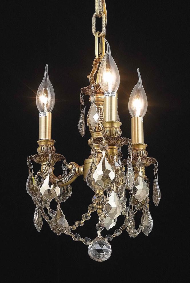 Elegant Lighting 9103D10Fg Gt/Rc Crystal Lillie Mini Throughout Walnut And Crystal Small Mini Chandeliers (View 15 of 15)