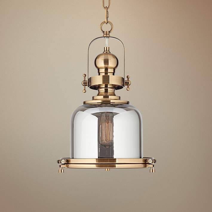 Elida Antique Brass 11" Wide Chrome Glass Mini Pendant With Regard To Warm Antique Brass Pendant Lights (View 11 of 15)
