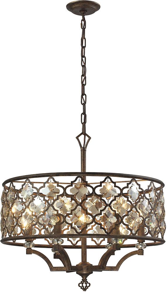 Elk 31097 6 Armand Weathered Bronze Pendant Lighting – Elk Intended For Weathered Oak And Bronze Chandeliers (View 5 of 15)