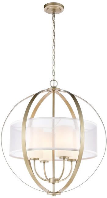 Elk Group International Diffusion Modified Orb Drum Inside Organza Silver Pendant Lights (Photo 6 of 15)