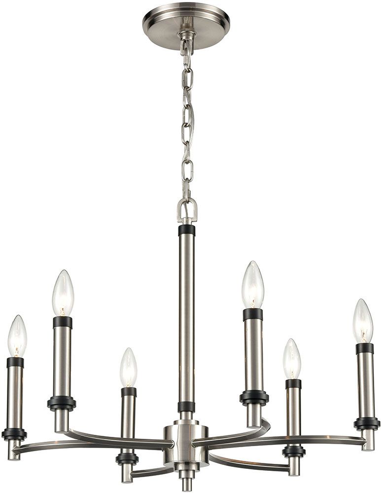Elk Home D4340 Sunsphere Contemporary Satin Nickel / Matte Pertaining To Matte Black Chandeliers (View 1 of 15)