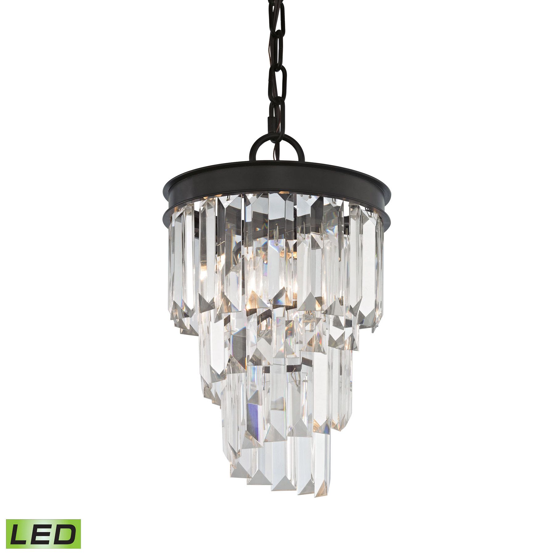 Elk Lighting 14216/1 Led Crystal Palacial 1 Light Led Pertaining To Bronze With Clear Glass Pendant Lights (View 13 of 15)