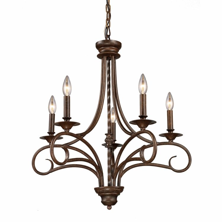 Elk Lighting – Gloucester 5 Light Chandelier In Weathered Within Weathered Oak And Bronze Chandeliers (View 11 of 15)