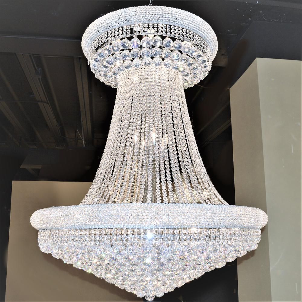 Empire 32 Light Chrome Finish And Clear Crystal Chandelier Inside Soft Silver Crystal Chandeliers (View 9 of 15)