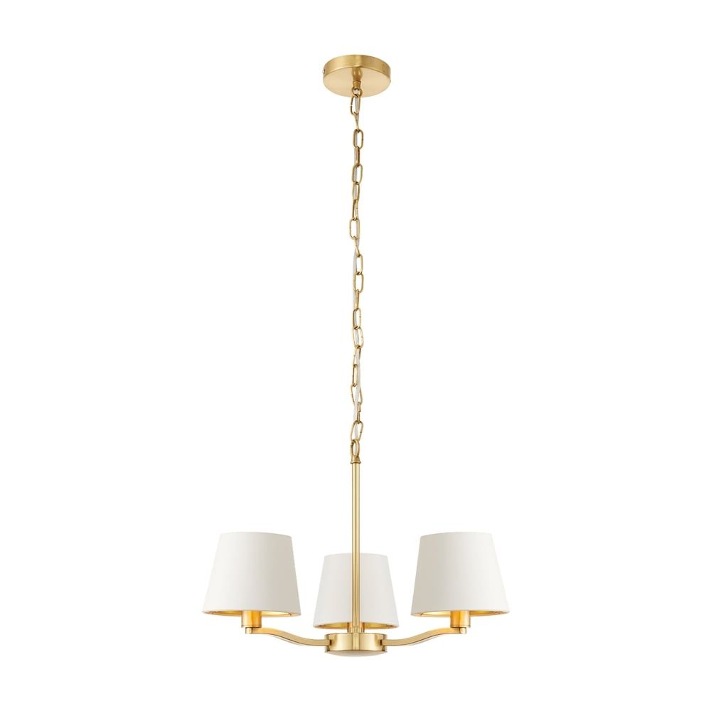 Endon Collection Harvey 3 Light Ceiling Chandelier In Within Gold Finish Double Shade Chandeliers (View 4 of 15)