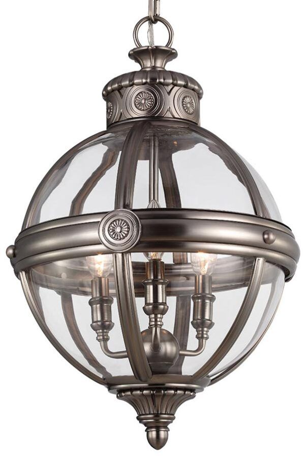 Feiss Adams Pendant Chandelier 3 Light Globe Lantern Throughout 3 Light Pendant Chandeliers (View 12 of 15)