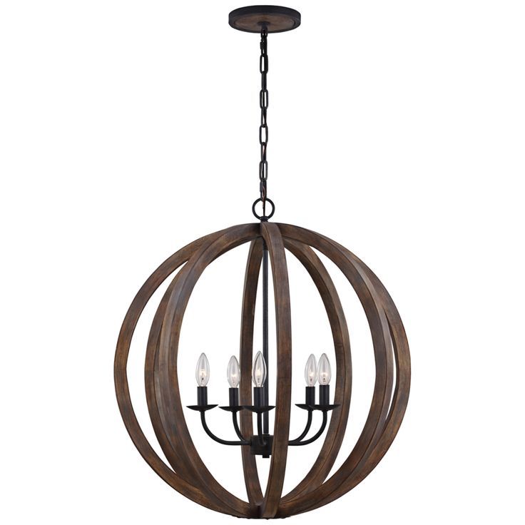 Feiss Allier 26" Wide Weathered Oak Wood Pendant Light Within Weathered Oak Wood Chandeliers (View 2 of 15)