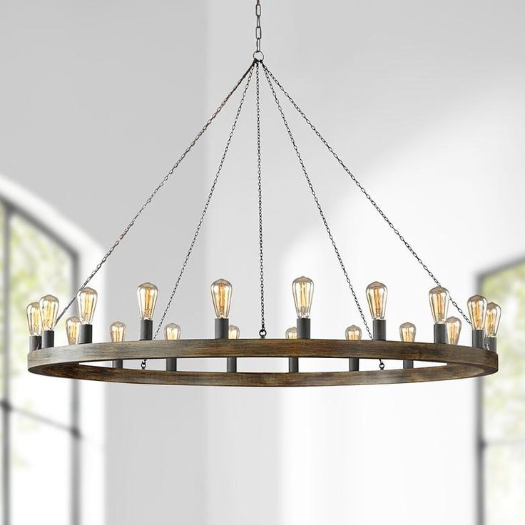 Feiss Avenir 60" Wide 20 Light Weathered Oak Wood For Weathered Oak And Bronze Chandeliers (View 2 of 15)