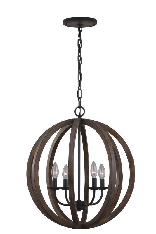 Feiss F2935/4Wow/Af Weathered Oak Wood / Antique Forged Pertaining To Weathered Oak Wood Chandeliers (View 4 of 15)