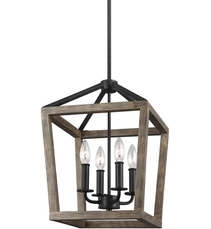 Feiss – F3190/4Wow/Af – Gannet Weathered Oak Wood/Antique Within Weathered Oak Wood Chandeliers (View 6 of 15)