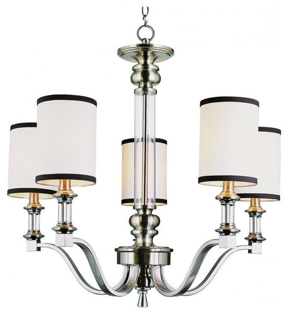 Five Light Brushed Nickel Up Chandelier – Contemporary Throughout Brushed Nickel Metal And Wood Modern Chandeliers (View 11 of 15)