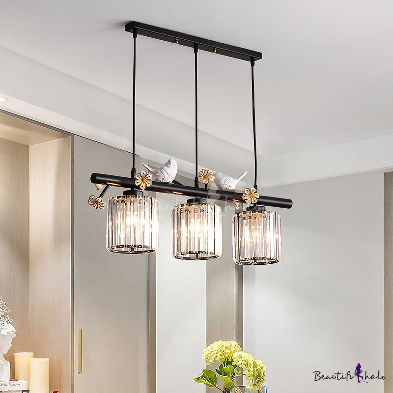 Flower And Bird Lighting Fixture Modern Crystal 3 Light Intended For Kitchen Island Light Chandeliers (Photo 8 of 15)