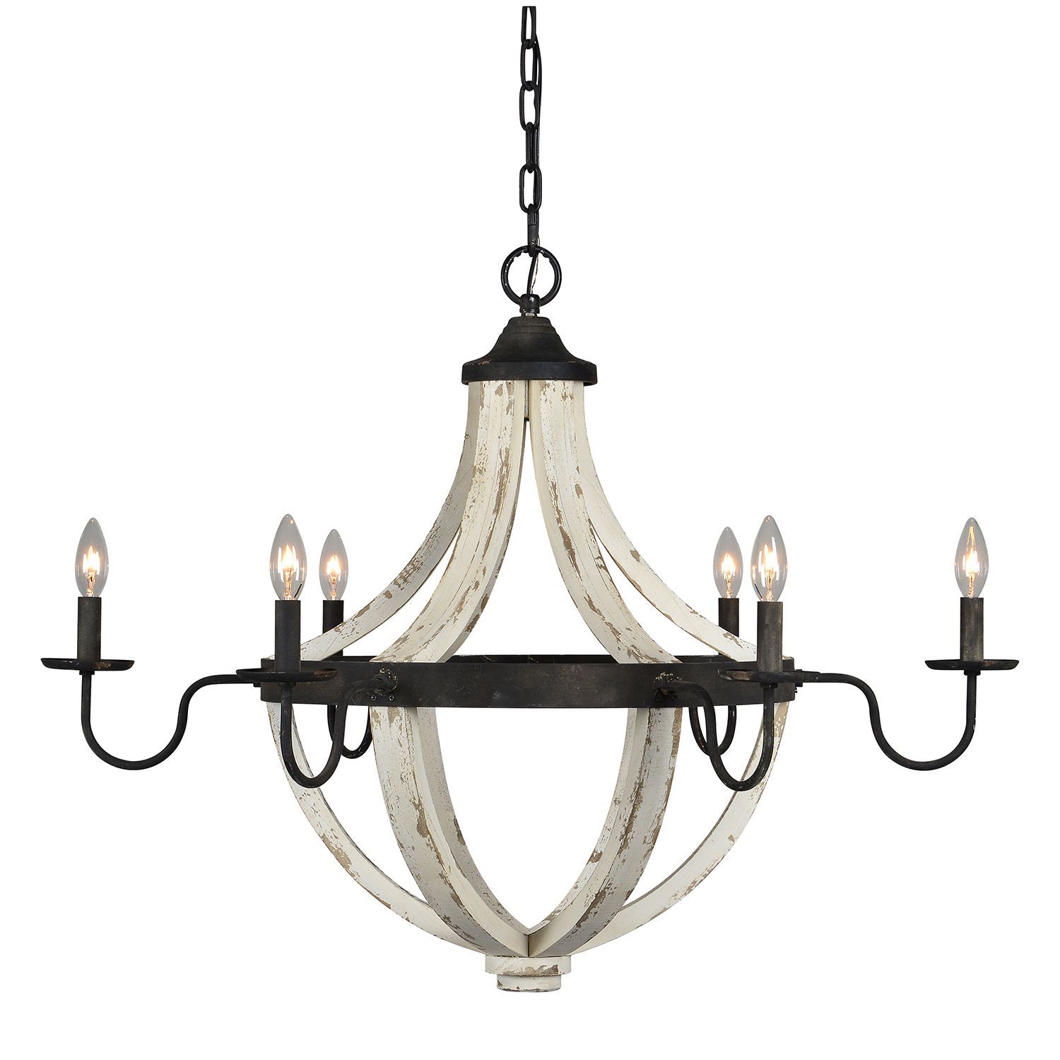 Forty West Rice Rustic Black And Cottage White Chandelier Intended For Rustic Black Chandeliers (View 13 of 15)