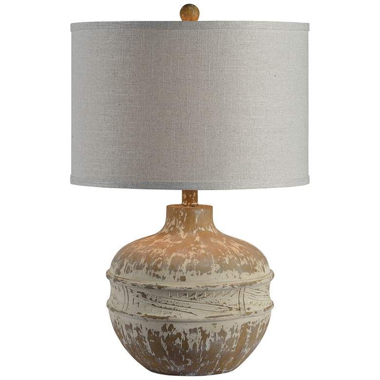 Forty West Tupelo Distressed Cream Table Lamp – #87K17 In Distressed Cream Drum Pendant Lights (View 15 of 15)