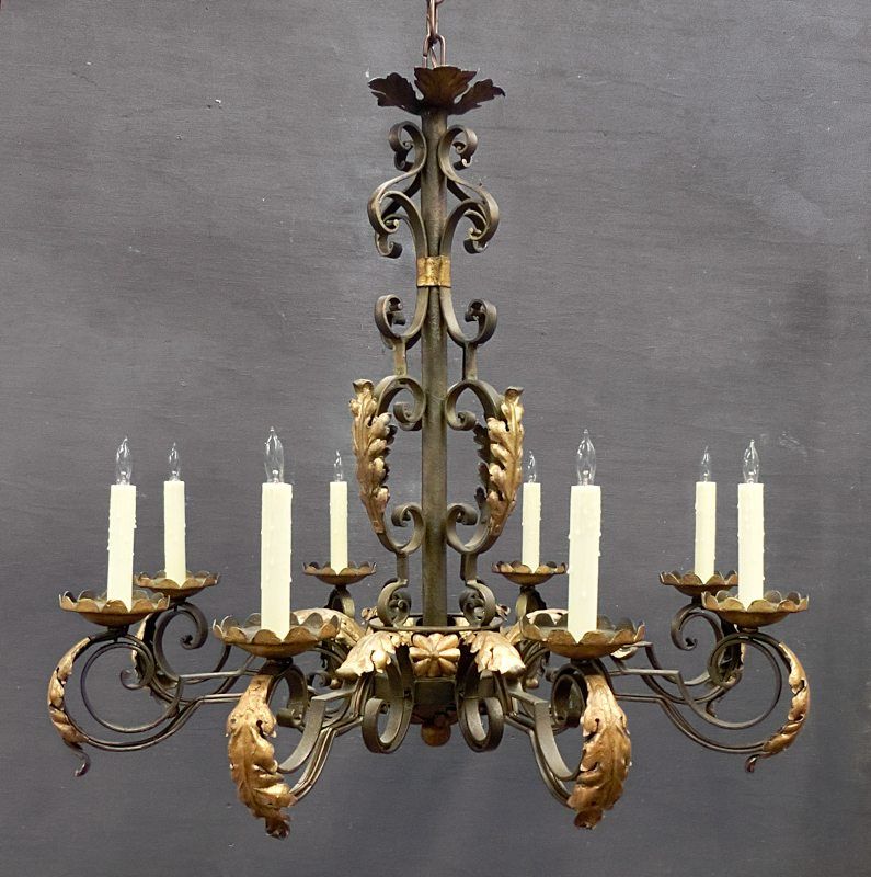 French Wrought Iron Chandelier A11438 – Architectural Accents Inside Wrought Iron Chandeliers (View 14 of 15)