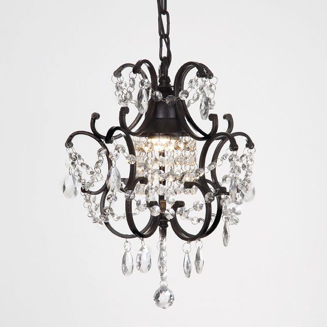 Gallery Versailles 1 Light Black/ Crystal Mini Chandelier Intended For Walnut And Crystal Small Mini Chandeliers (View 2 of 15)