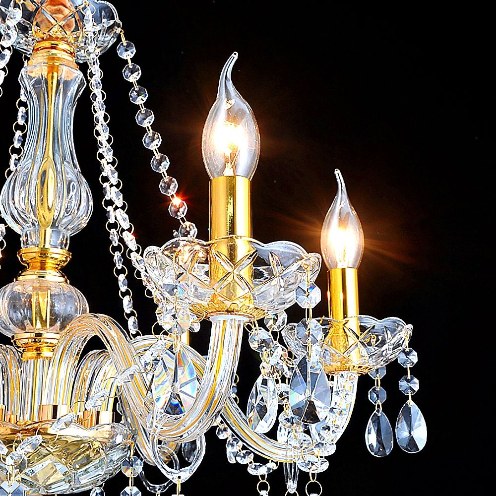 Genuine K9 Crystal 6/8/10/15 Arms Clear And Golden Regarding Clear Crystal Chandeliers (View 8 of 15)