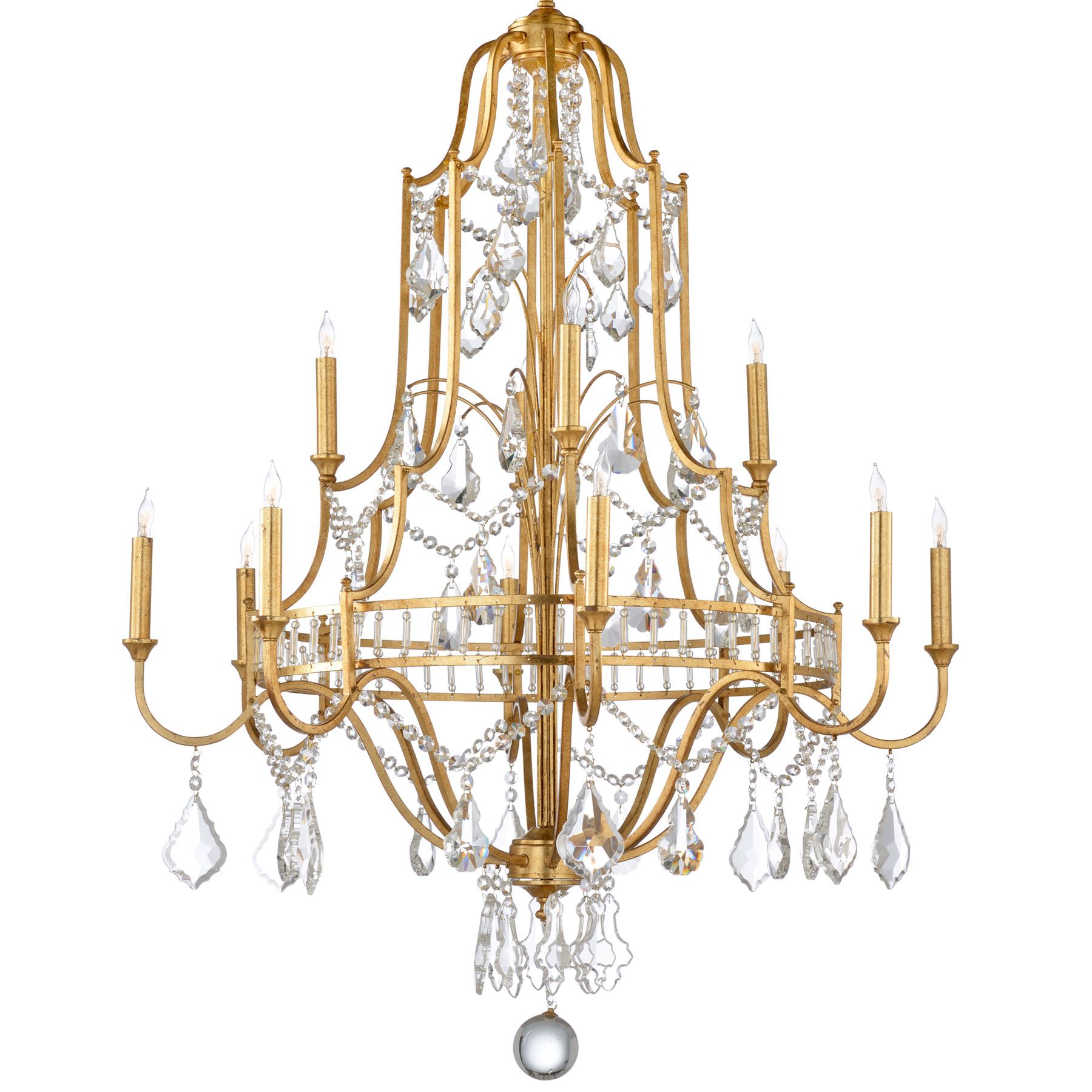Gold Leaf Crystal Chandelier With Regard To Soft Gold Crystal Chandeliers (View 15 of 15)