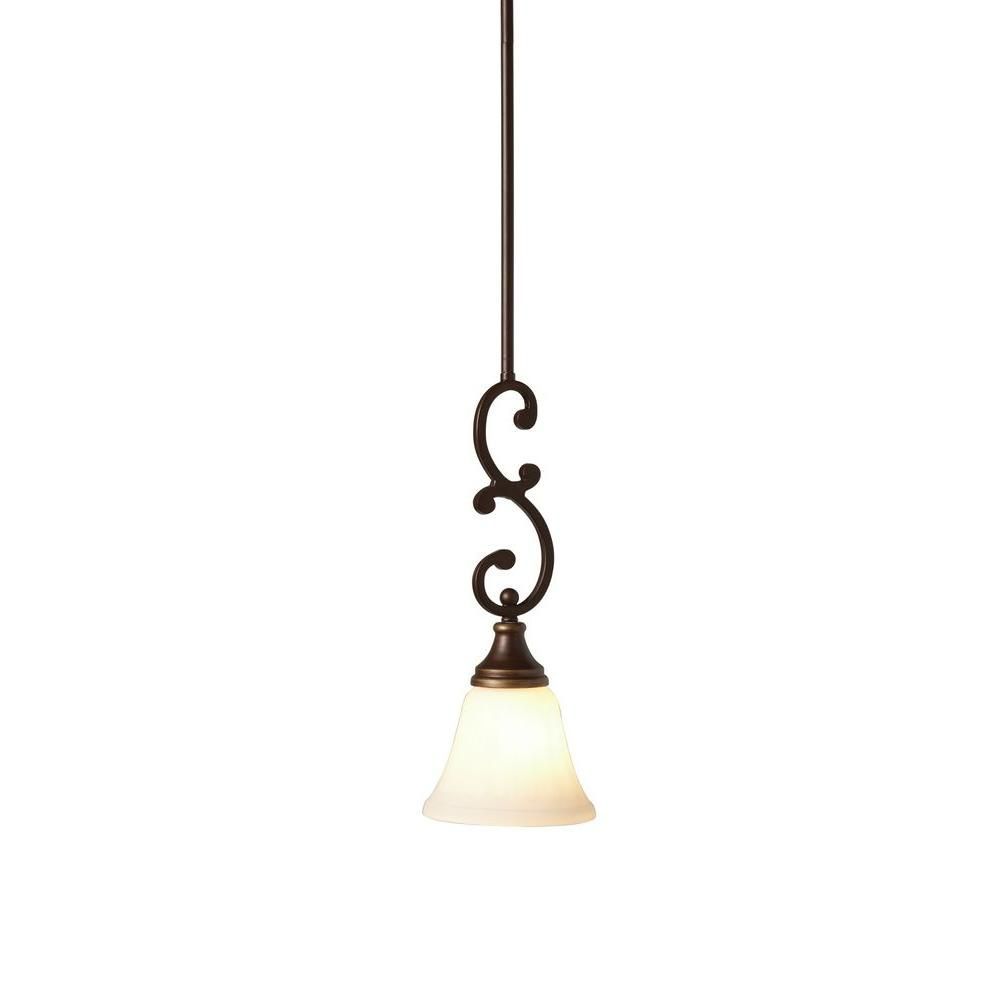 Hampton Bay Somerset 1 Light Oil Rubbed Bronze Mini For Textured Glass And Oil Rubbed Bronze Metal Pendant Lights (View 10 of 15)