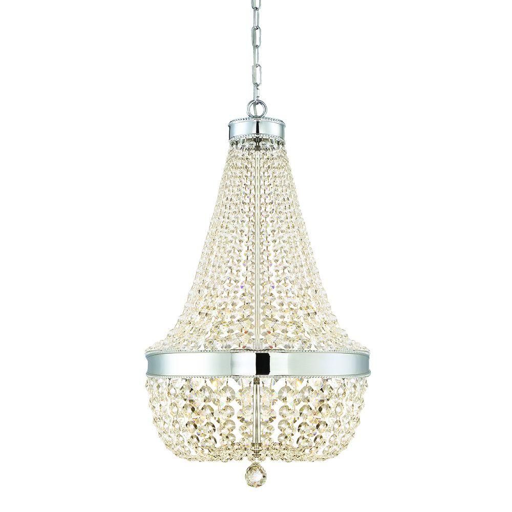 Home Decorators Collection 6 Light Chrome Crystal Intended For Chrome And Crystal Pendant Lights (View 7 of 15)