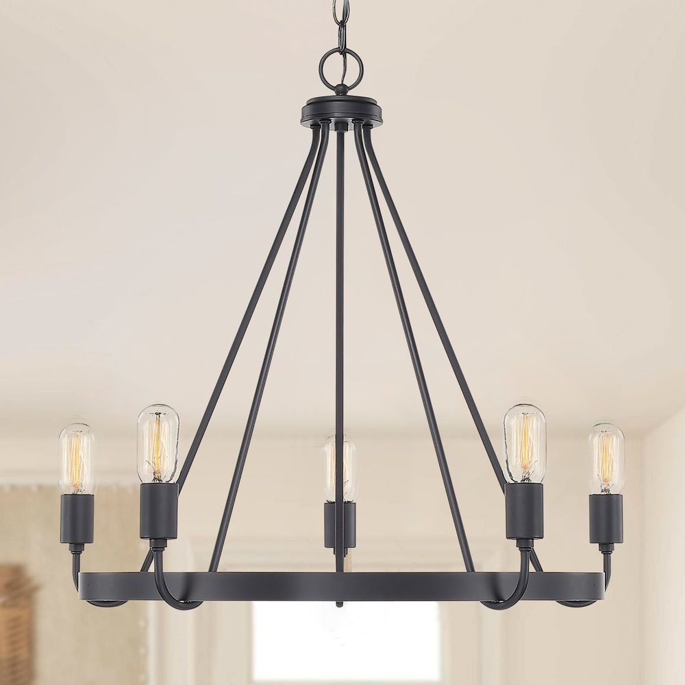 Homeplacecapital Lighting Tanner Matte Black With Matte Black Chandeliers (View 15 of 15)