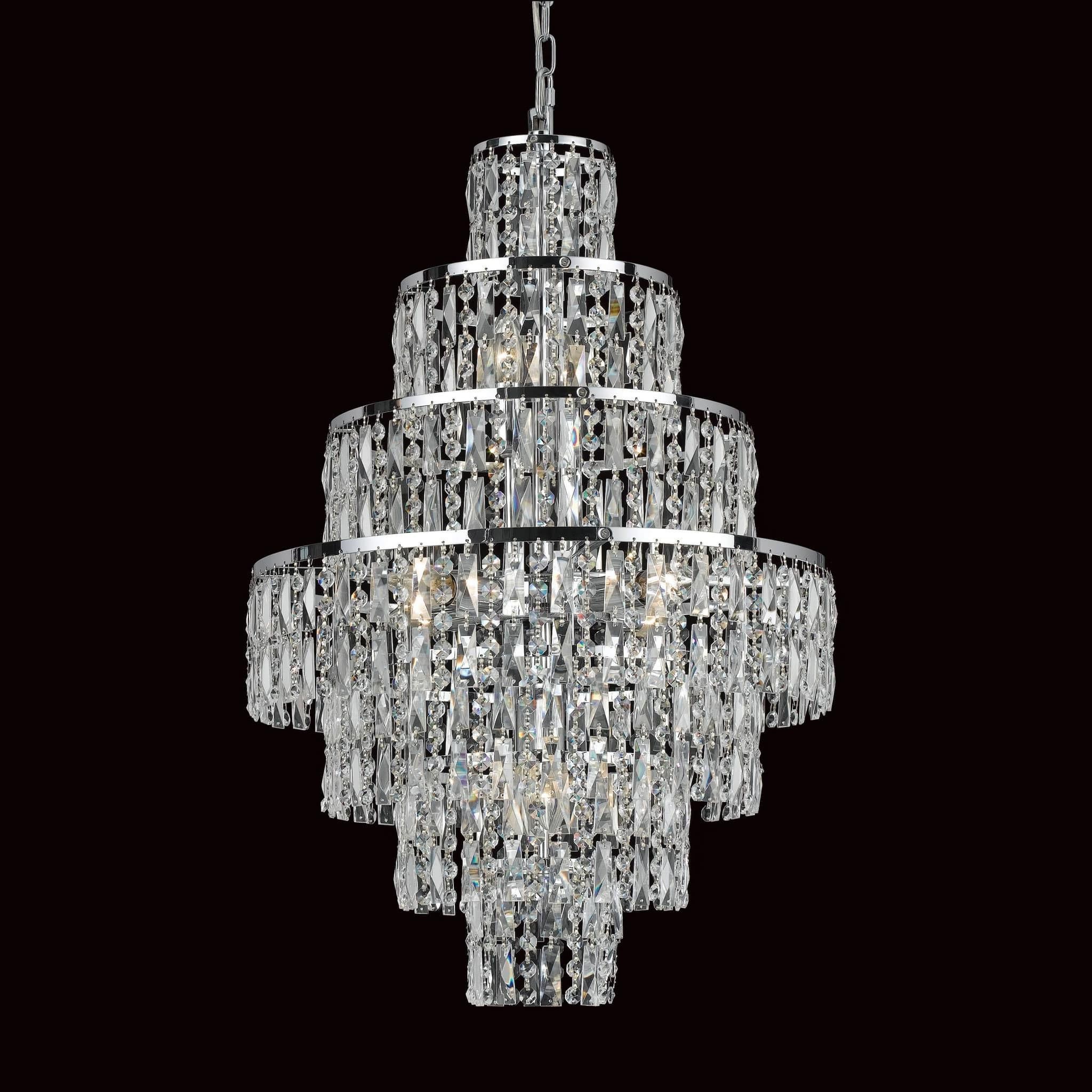 Impex Cf03220/08/Ch New York 8 Light Cascade Chandelier Throughout Chrome And Crystal Led Chandeliers (View 13 of 15)