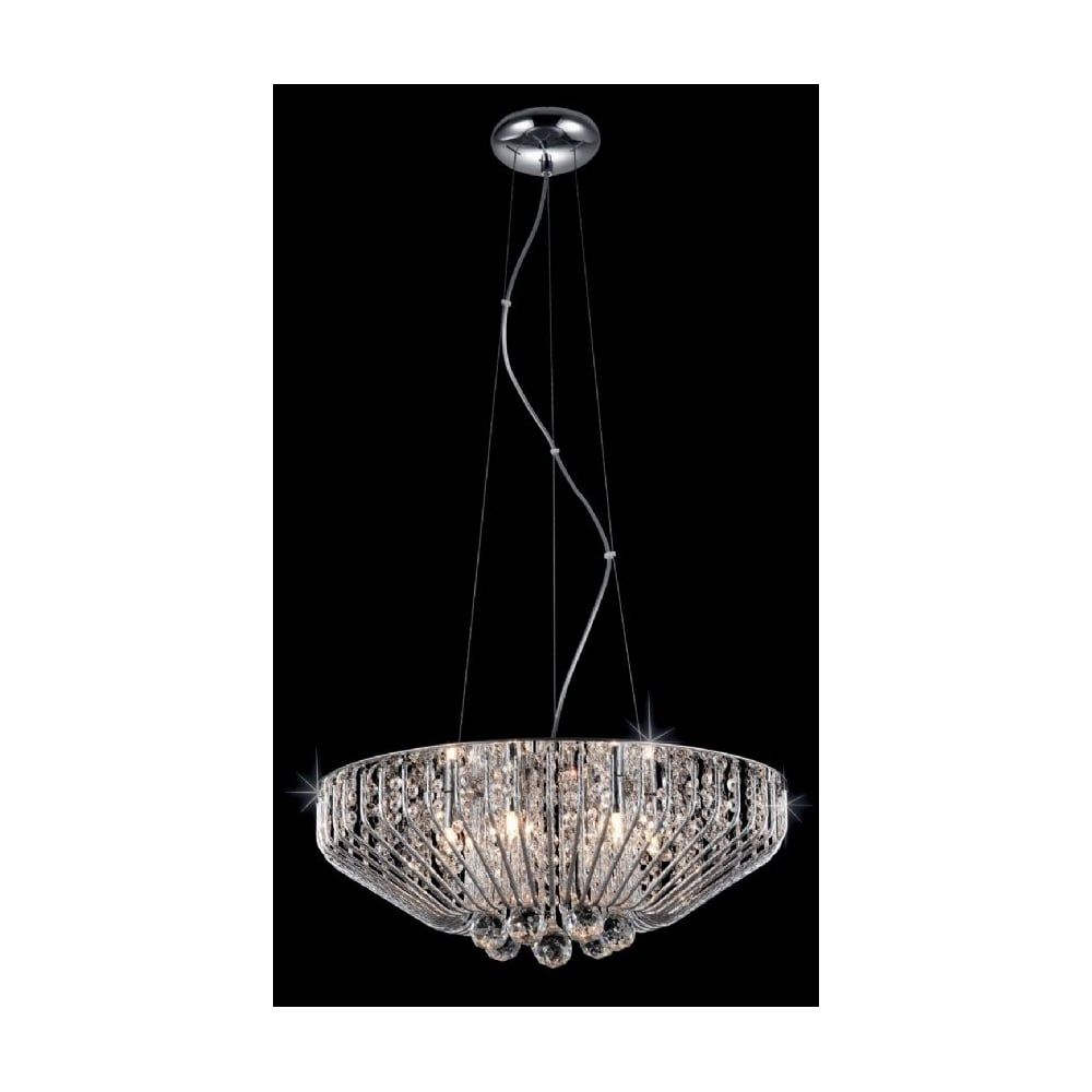 Impex Cfh508052/06/Ch 6 Light Crystal Ceiling Pendant Regarding Chrome And Crystal Pendant Lights (View 12 of 15)