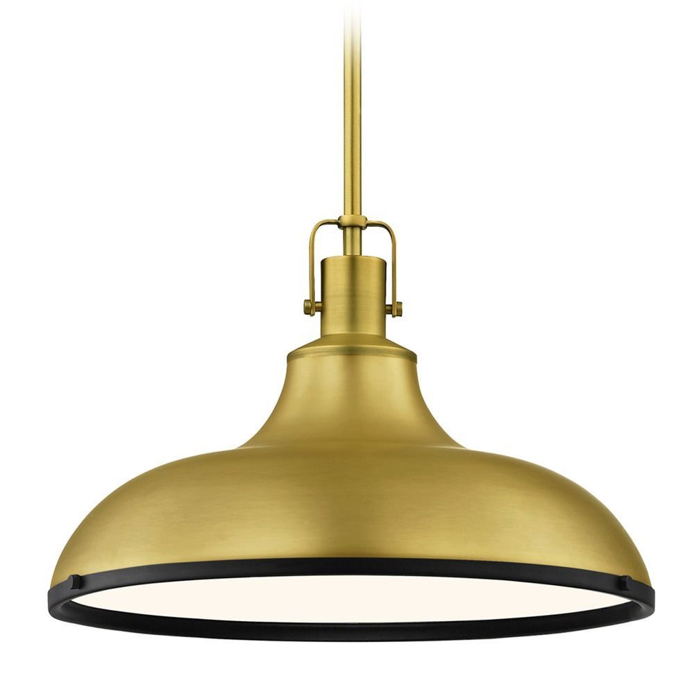 Industrial Style 16" Pendant Light In Brass With Black Pertaining To Brass And Black Led Island Pendant (View 3 of 15)