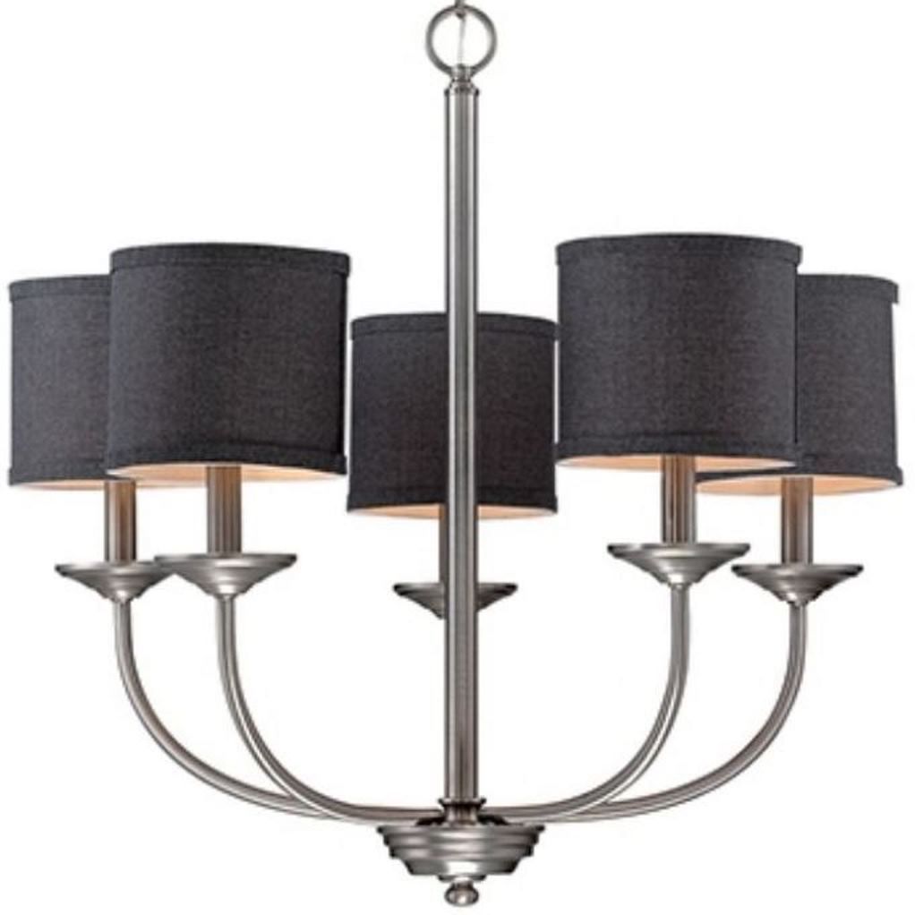 Jackson Brushed Pewter Chandelier Black Drum Shades 25"Wx24"H Within Black Shade Chandeliers (View 12 of 15)